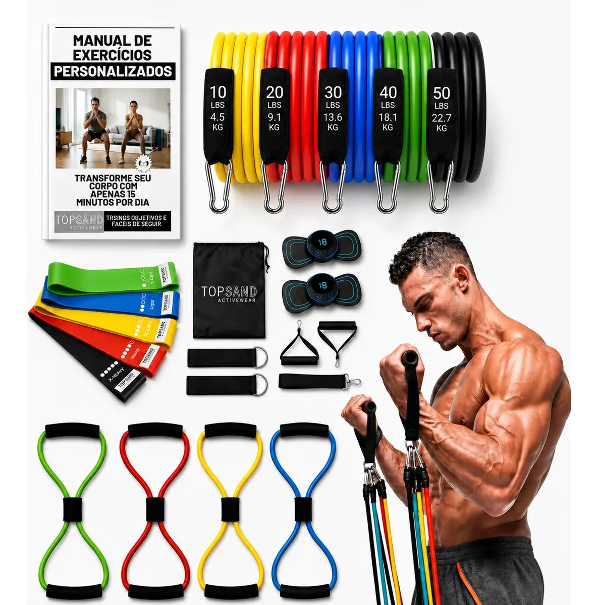Kit 20 Itens Esportivos Para Treino Em Casa Academia Fitness